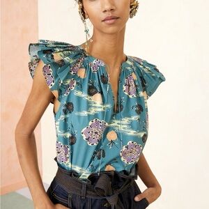 Ulla Johnson Ellia Top in Teal River